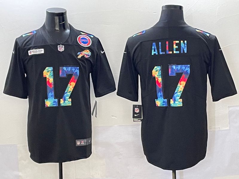 Men 2025 Buffalo Bills 17 Allen Black Rainbow Nike Limited NFL Jersey style 3